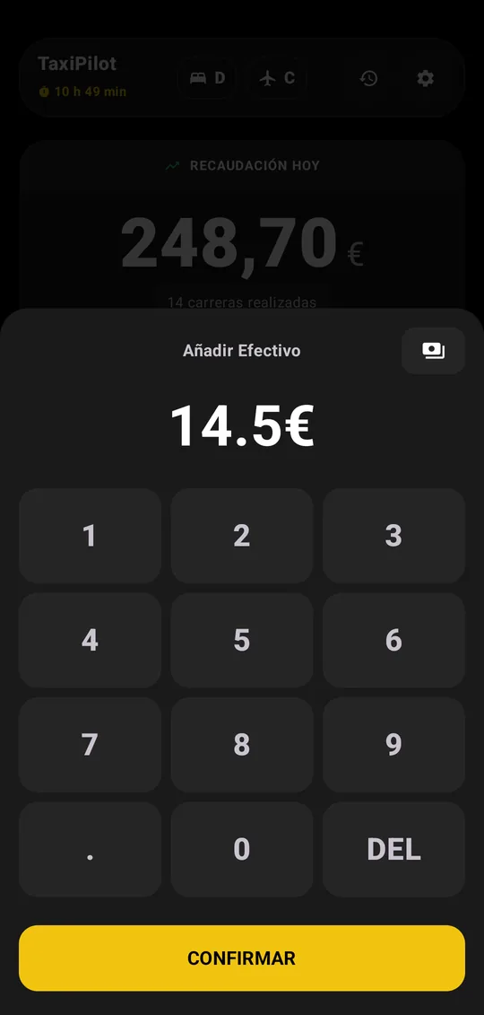 Teclado grande para apuntar una carrera en efectivo